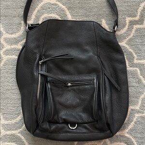 Zara Black Shoulder Bag with Leather Finish